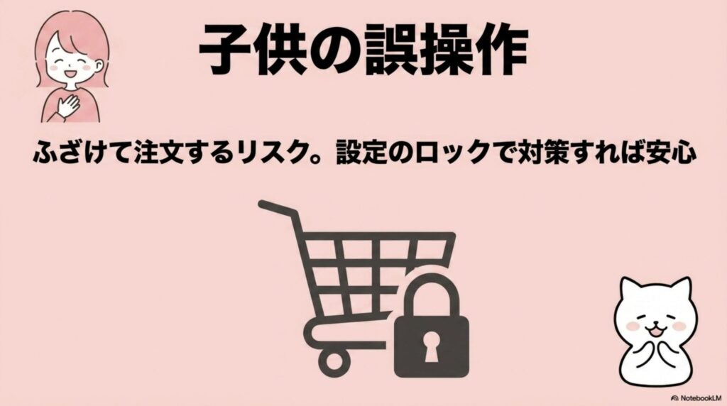 アレクサアマゾン：誤って注文する可能性（設定で防げる）