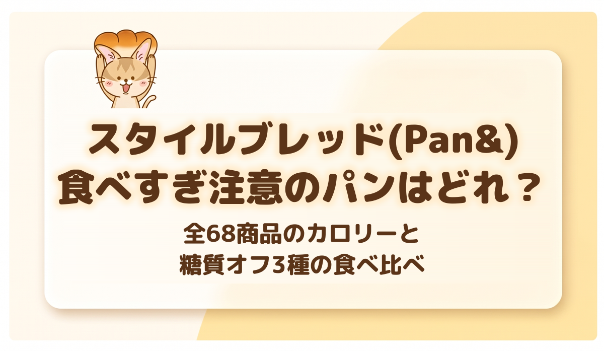 スタイルブレッド(STYLE BREAD)のカロリーの記事のアイキャッチ。食べすぎ注意のパンはどれ?全68商品のカロリーと糖質オフ3種の食べ比べ