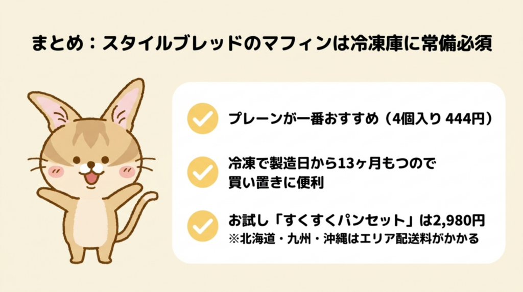 スタイルブレッド（STYLE BREAD）のマフィンのまとめの図解